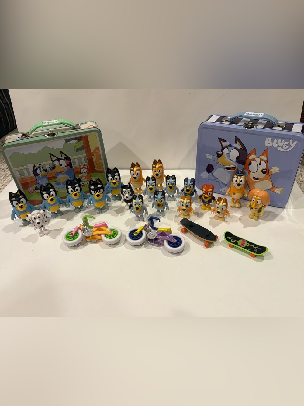 Huge Bluey Lot of Figures, Toys, and Lunch Boxes